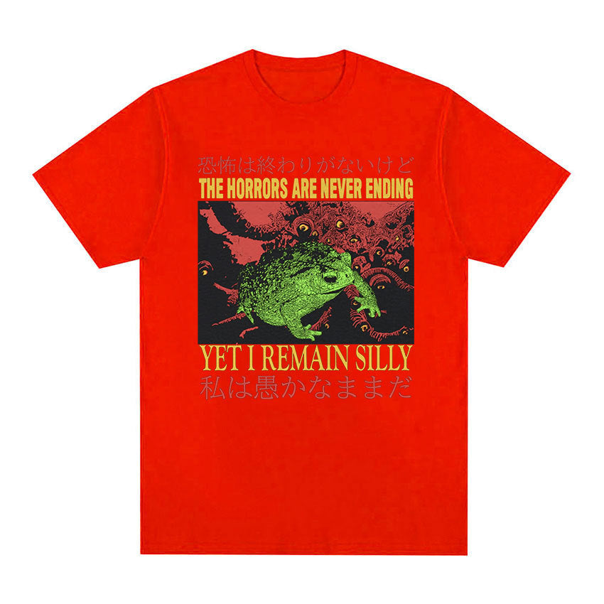 Men’s Casual Loose Printed Short Sleeved Shirt - Red / XS