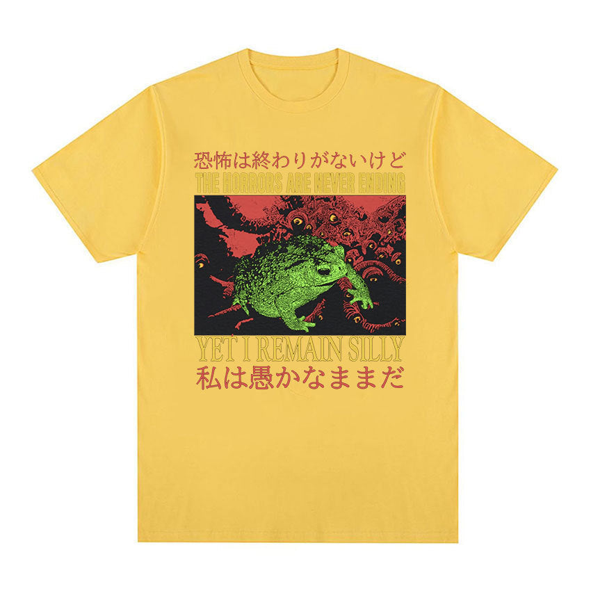 Men’s Casual Loose Printed Short Sleeved Shirt - Yellow / XS