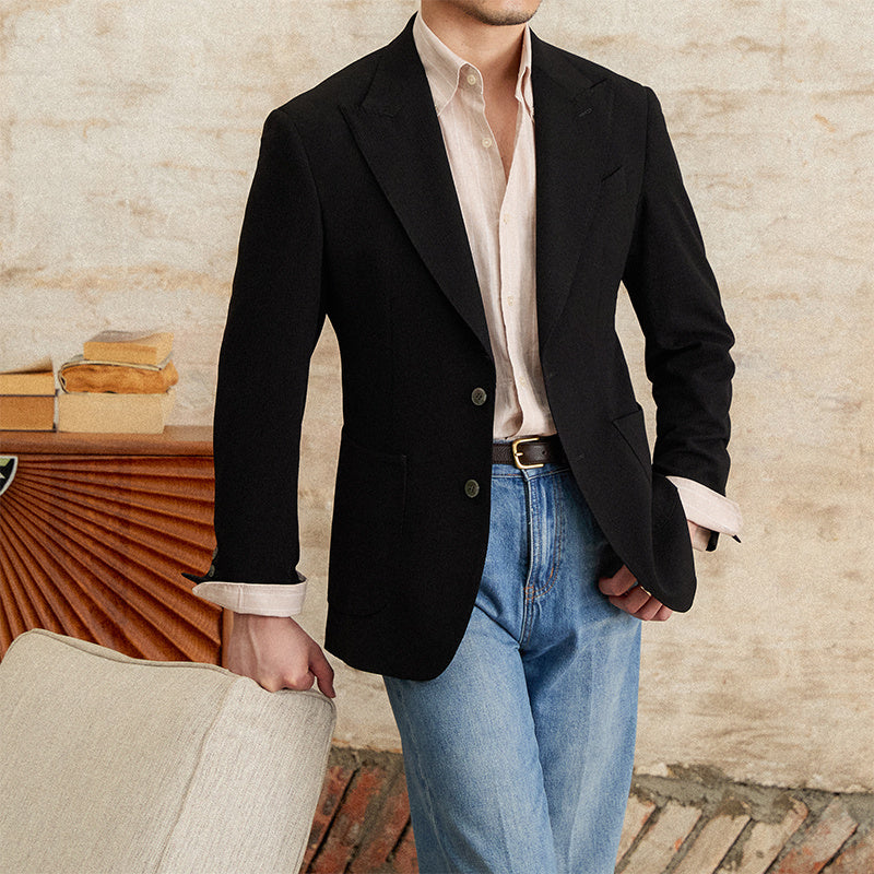 Men’s Casual Summer Thin Slim-fitting Suit Jacket - Black / M