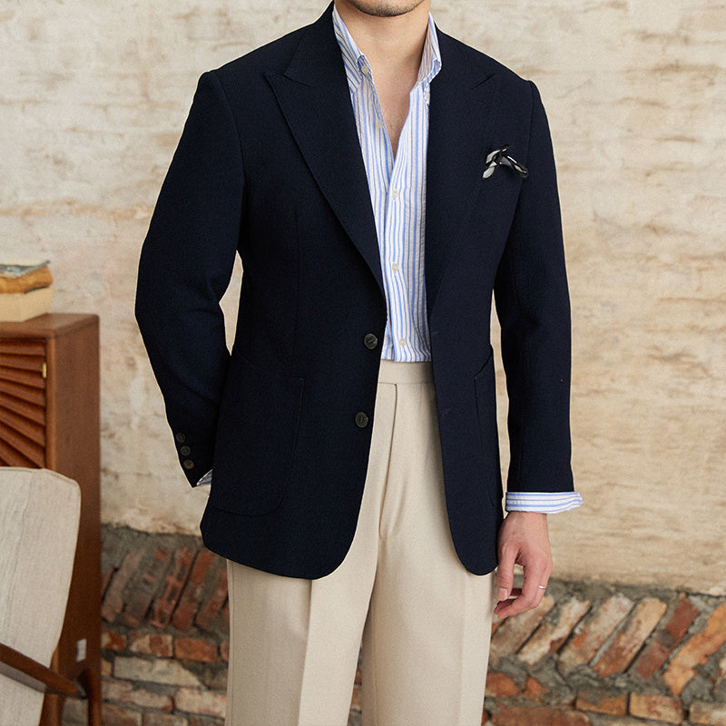 Men’s Casual Summer Thin Slim-fitting Suit Jacket - Navy Blue / M