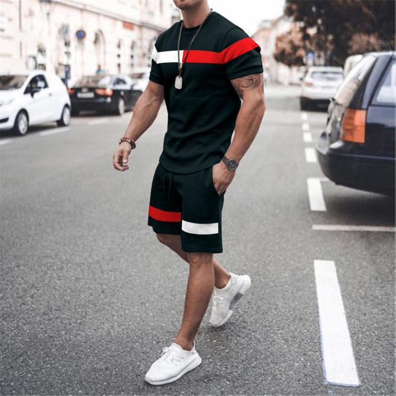 Men’s Casual T-shirt Shorts Two-piece Printed Sportswear
