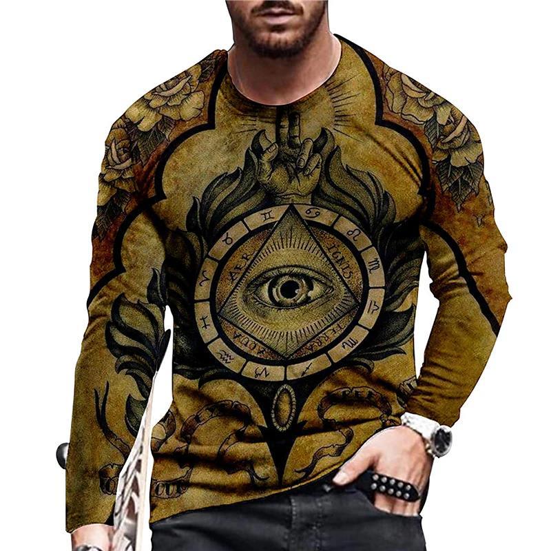 Men’s Clothing Long-sleeved Round Neck T-shirt - 7 Style / S