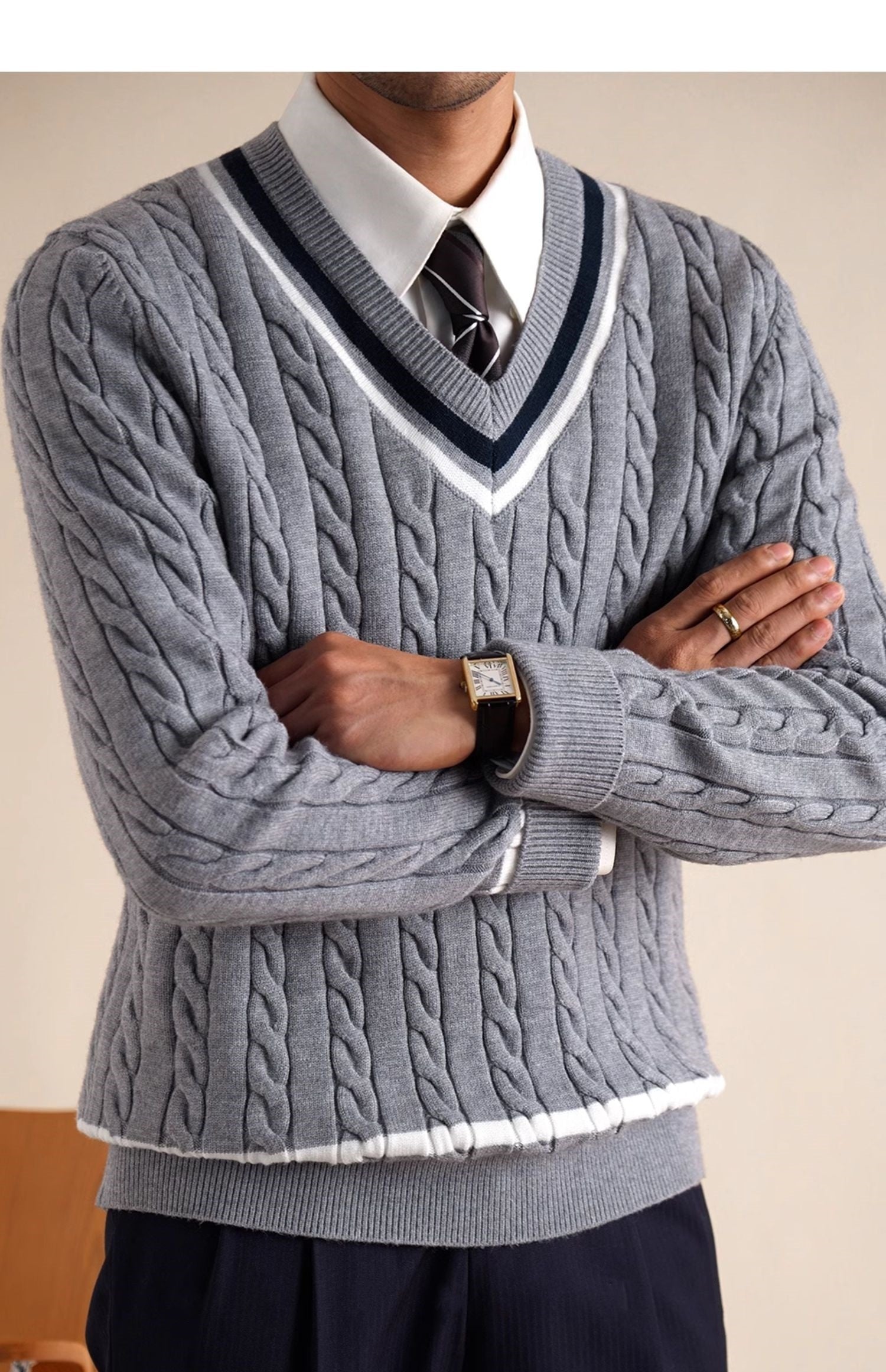 Men’s College Style Casual Base Ride Thermal Head Cover Knitwear