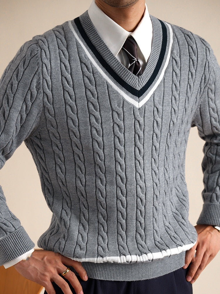 Men’s College Style Casual Base Ride Thermal Head Cover Knitwear - Gray / M