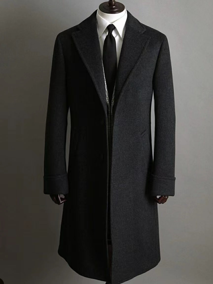Men’s Double Breasted Medium Length Pure Cashmere Coat