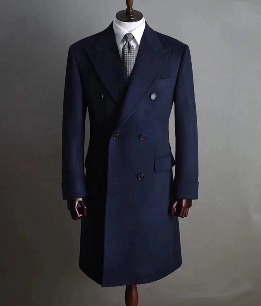 Men’s Double Breasted Medium Length Pure Cashmere Coat
