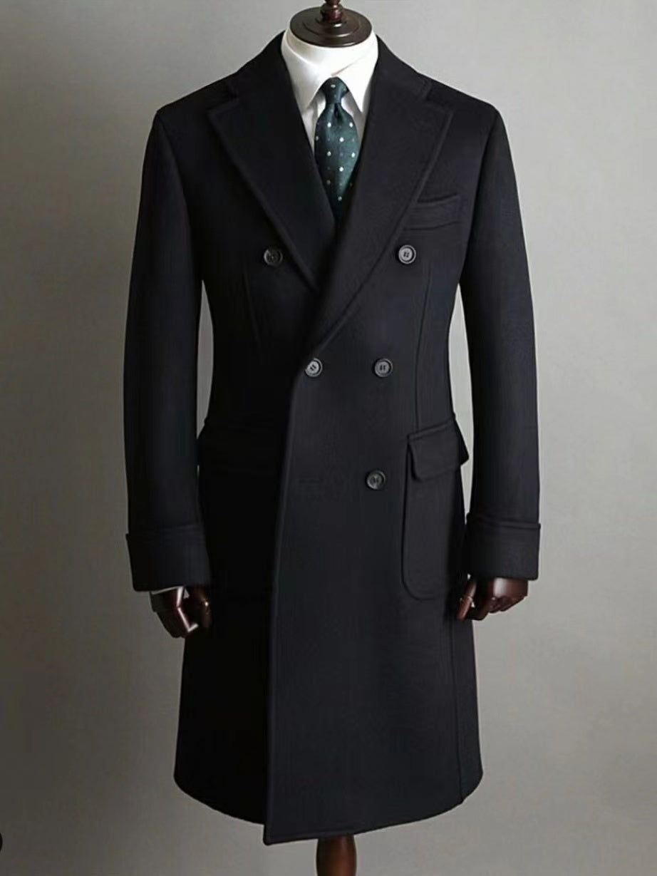 Men’s Double Breasted Medium Length Pure Cashmere Coat