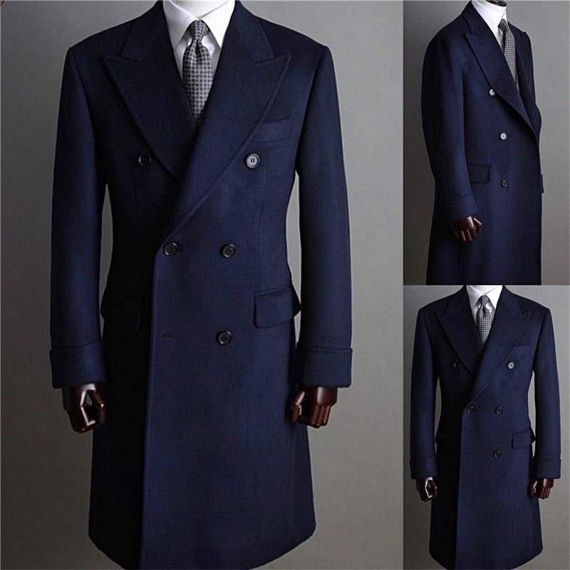 Men’s Double Breasted Medium Length Pure Cashmere Coat