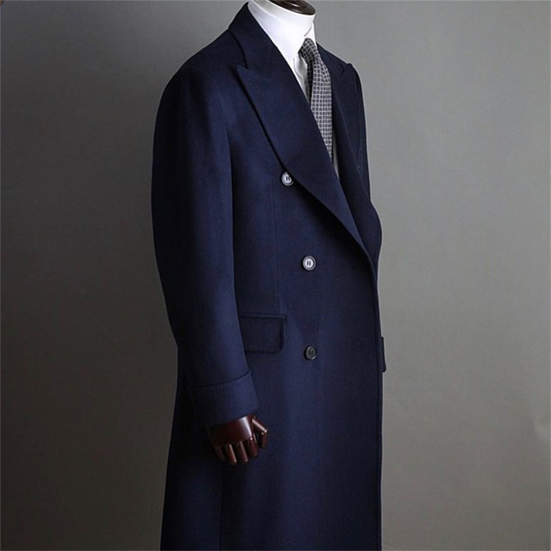 Men’s Double Breasted Medium Length Pure Cashmere Coat