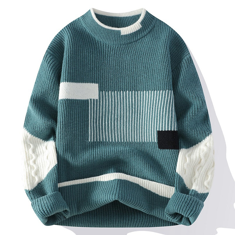 Men’s Fashion Colorblock Knitwear Winter - Green / M
