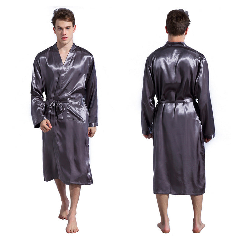 Men’s Fashion Solid Color Robe Thin - Gray / S