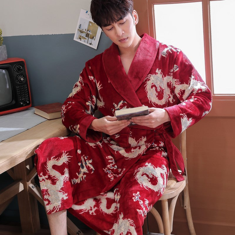 Men’s Flannel Nightgown Pajamas Couple Winter