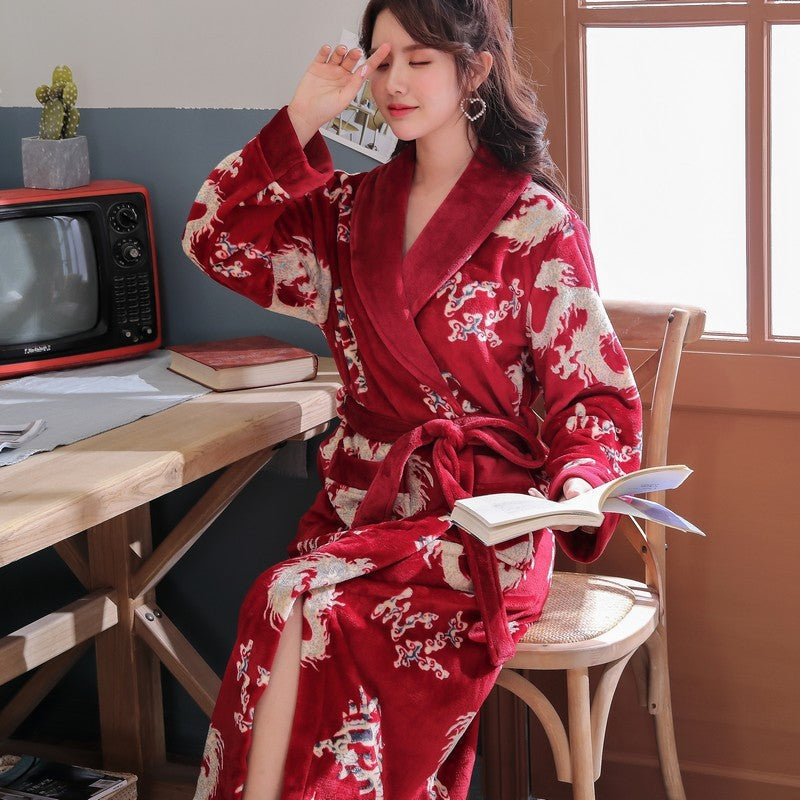 Men’s Flannel Nightgown Pajamas Couple Winter