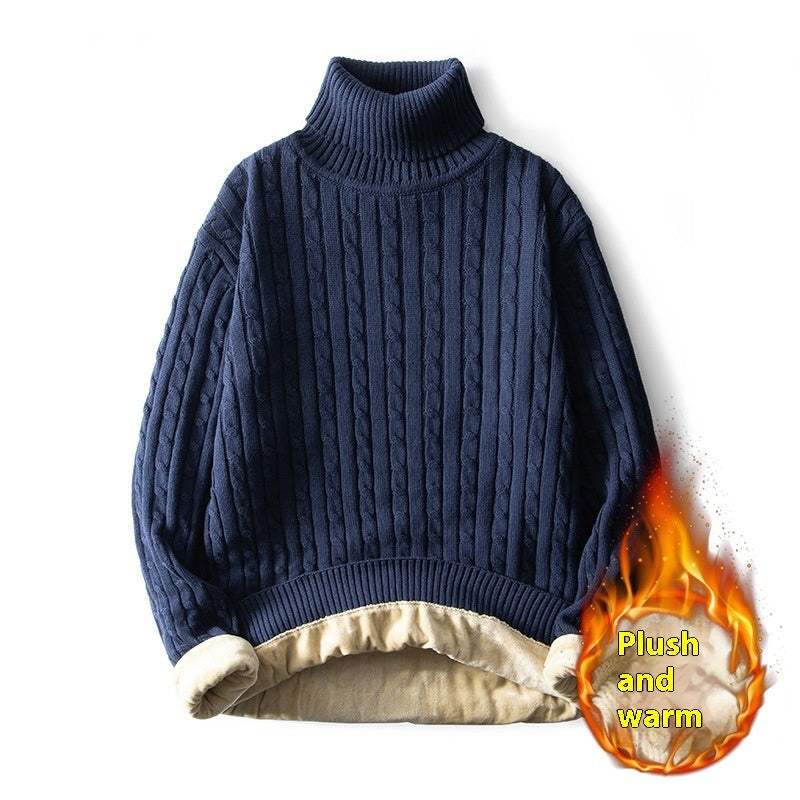 Men’s Fleece-lined Thick Neck Sweater