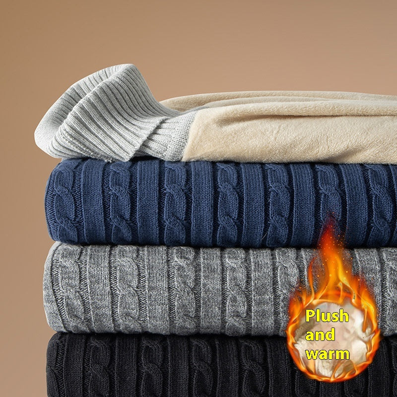 Men’s Fleece-lined Thick Neck Sweater