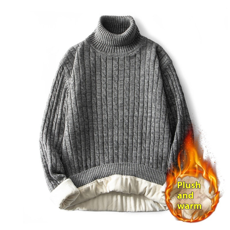 Men’s Fleece-lined Thick Neck Sweater