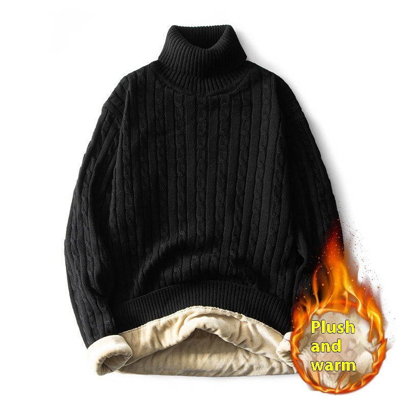 Men’s Fleece-lined Thick Neck Sweater