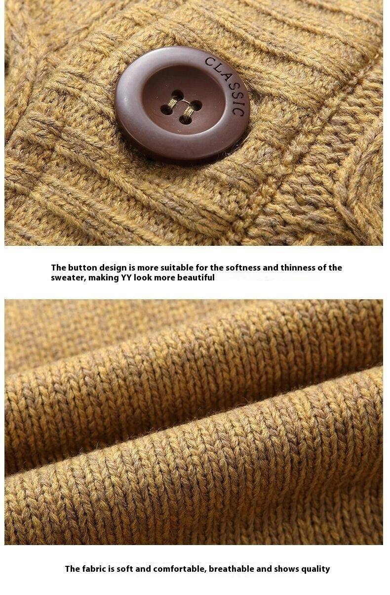 Men’s Fleece-lined Thickened Sweater Autumn And Winter