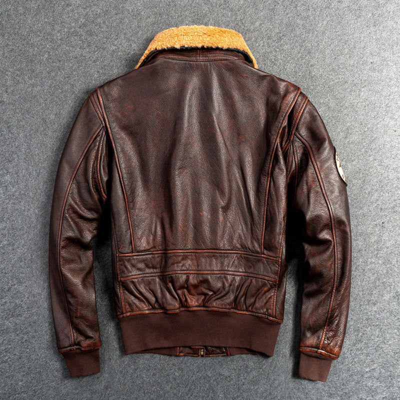 Men’s Genuine Leather G1 First Layer Leather Motorcycle Jacket