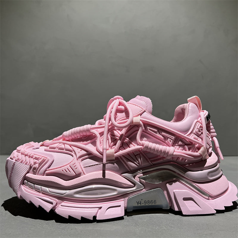 Pink futuristic sneaker with layer cowhide for luxury fashion for all