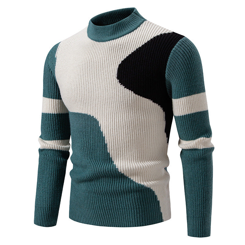 Men’s Half-high Collar Colored Pullover Sweater - 276 Green / M