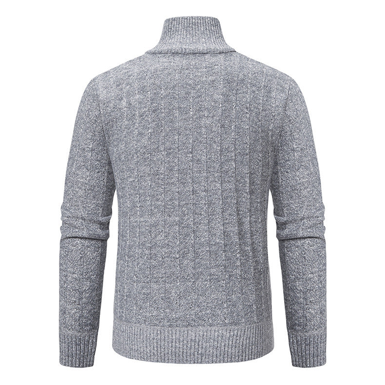 Men’s Half Zipped Stand Collar Pullover Fleece Sweater
