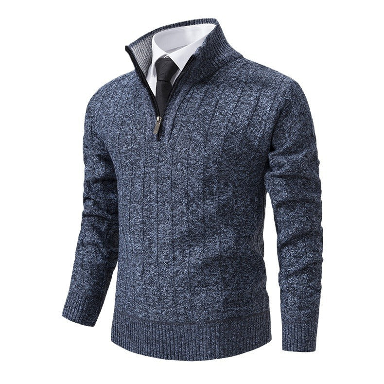 Men’s Half Zipped Stand Collar Pullover Fleece Sweater