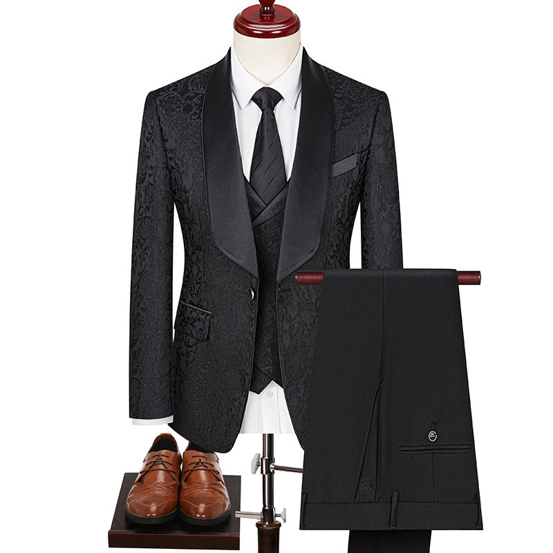 Men’s Jacquard Suit Wedding Dress Groom Suit Suit Host Performance Costume
