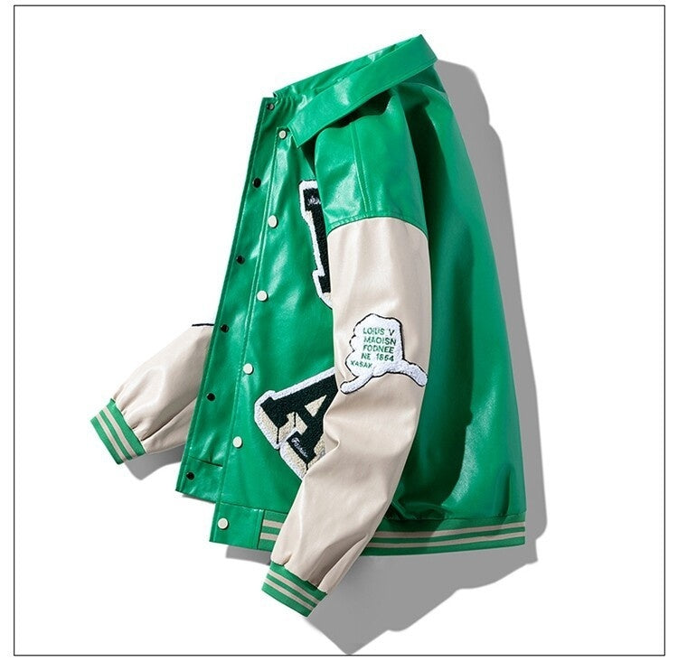 Men’s Lapel PU Leather Jacket