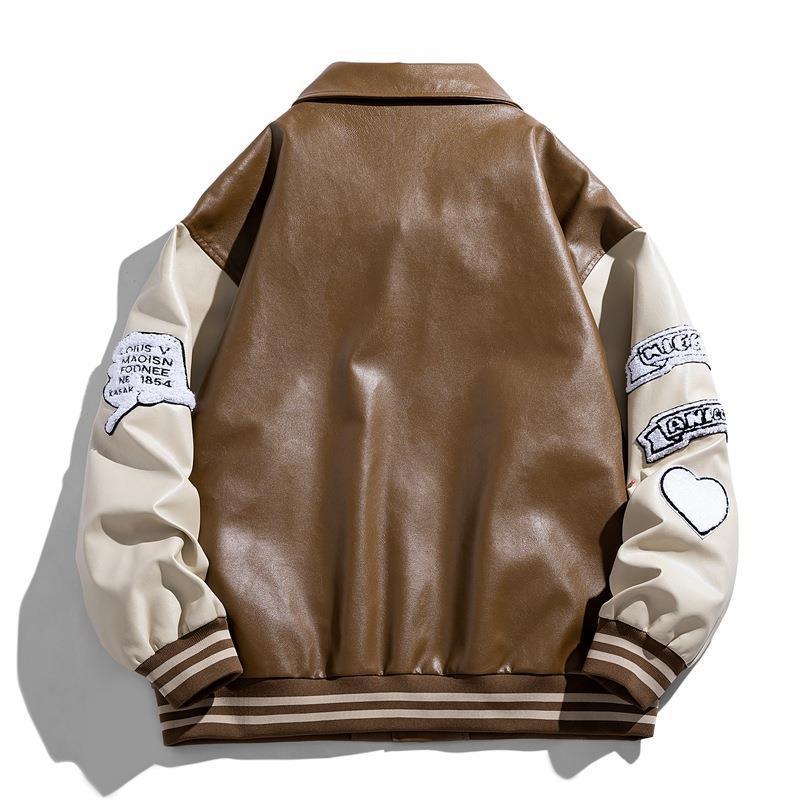 Men’s Lapel PU Leather Jacket