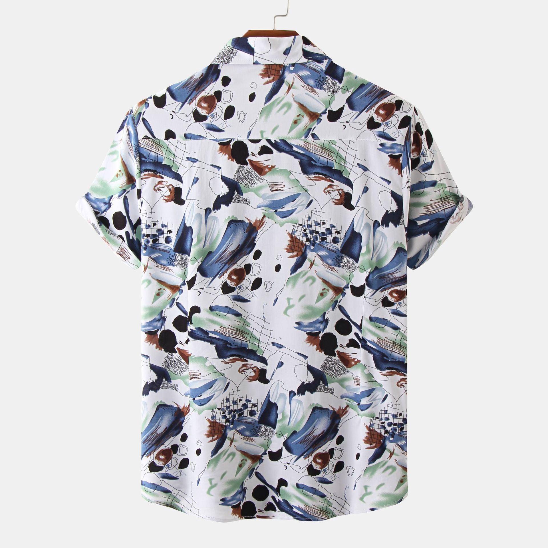 Men’s Lapel Short Sleeve Floral Shirt