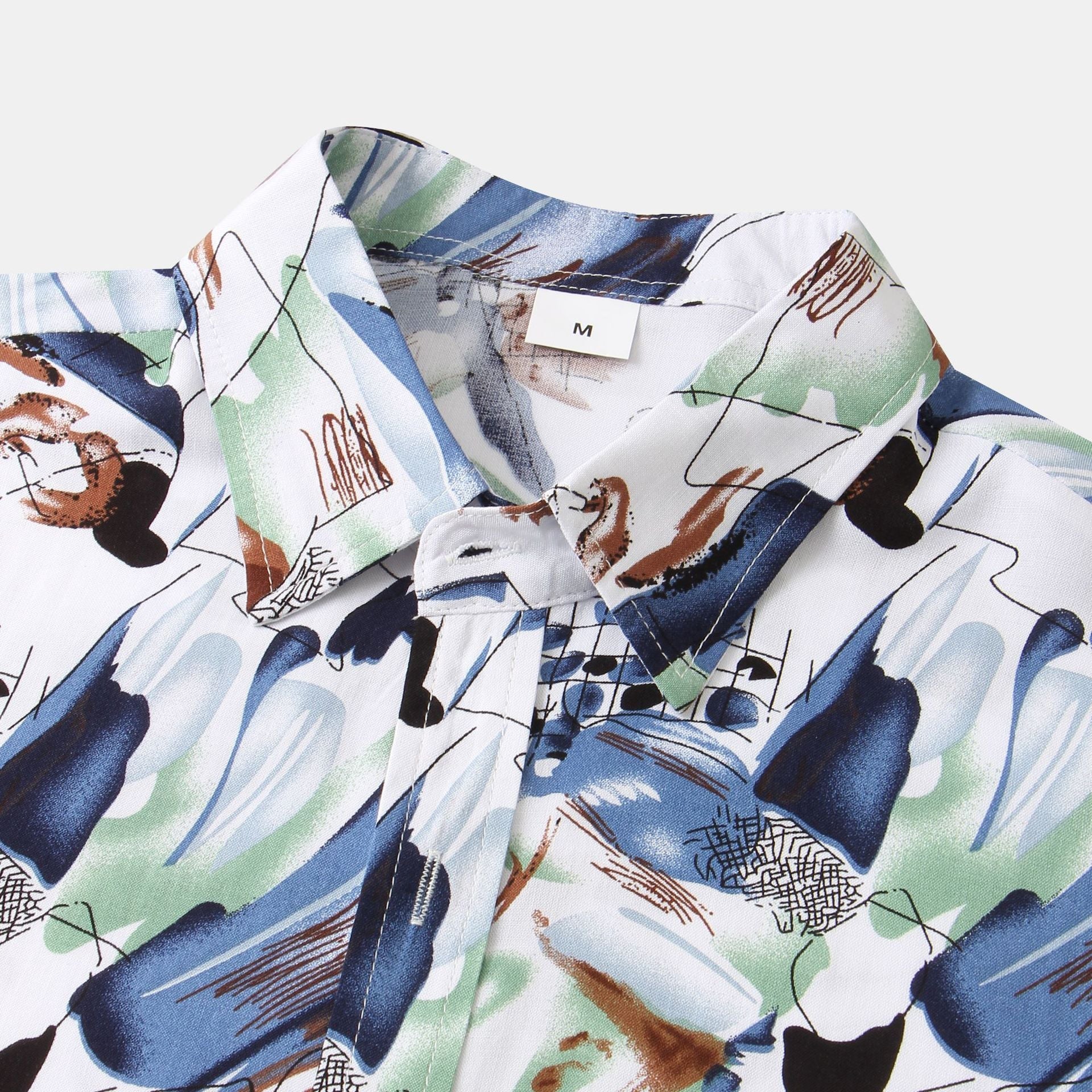 Men’s Lapel Short Sleeve Floral Shirt