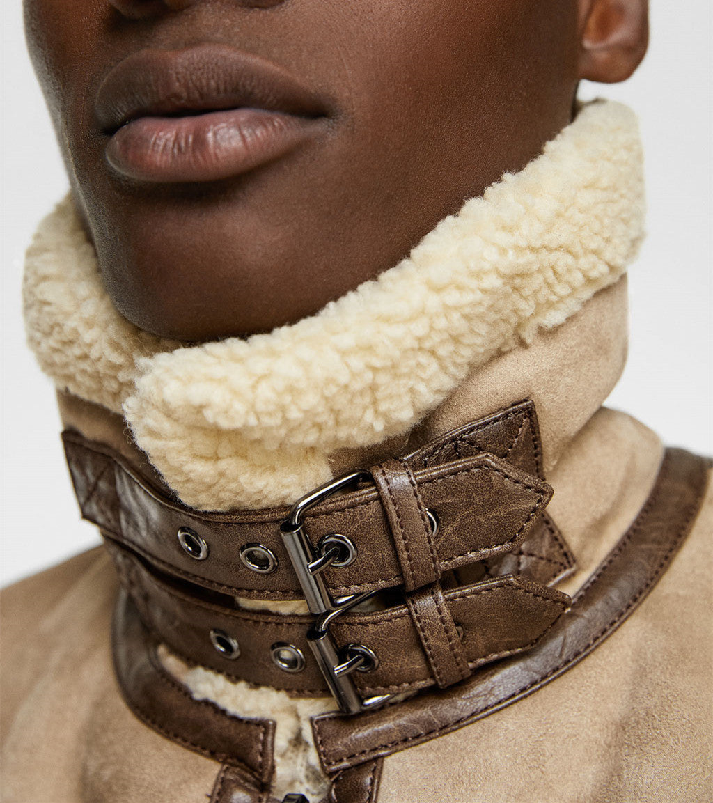 Men’s Lapel Suede Fabric Jacket Coat