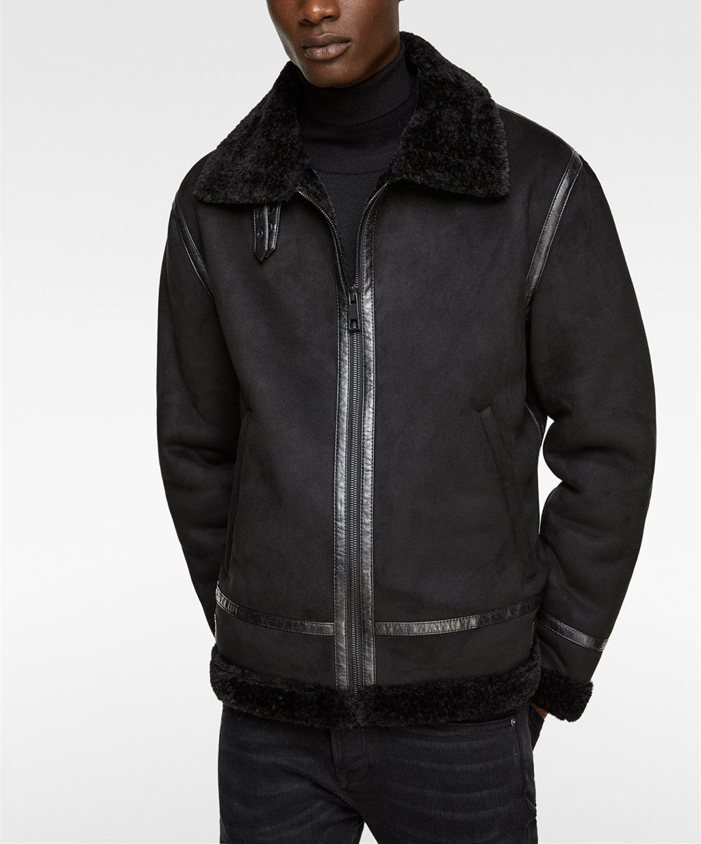 Men’s Lapel Suede Fabric Jacket Coat