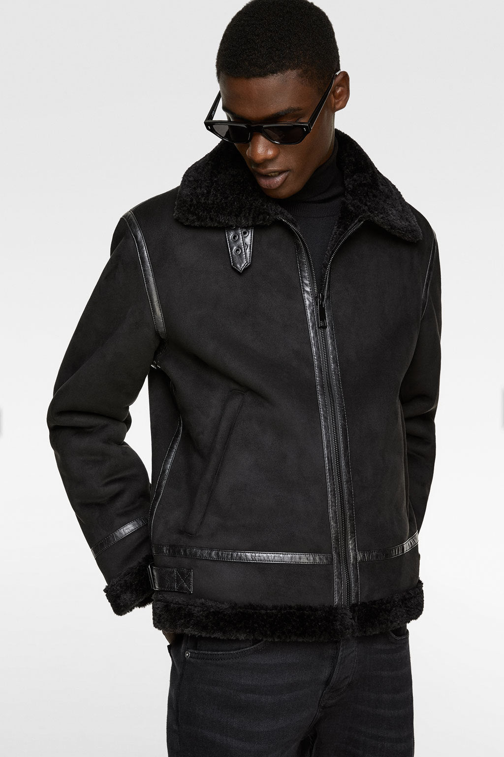 Men’s Lapel Suede Fabric Jacket Coat