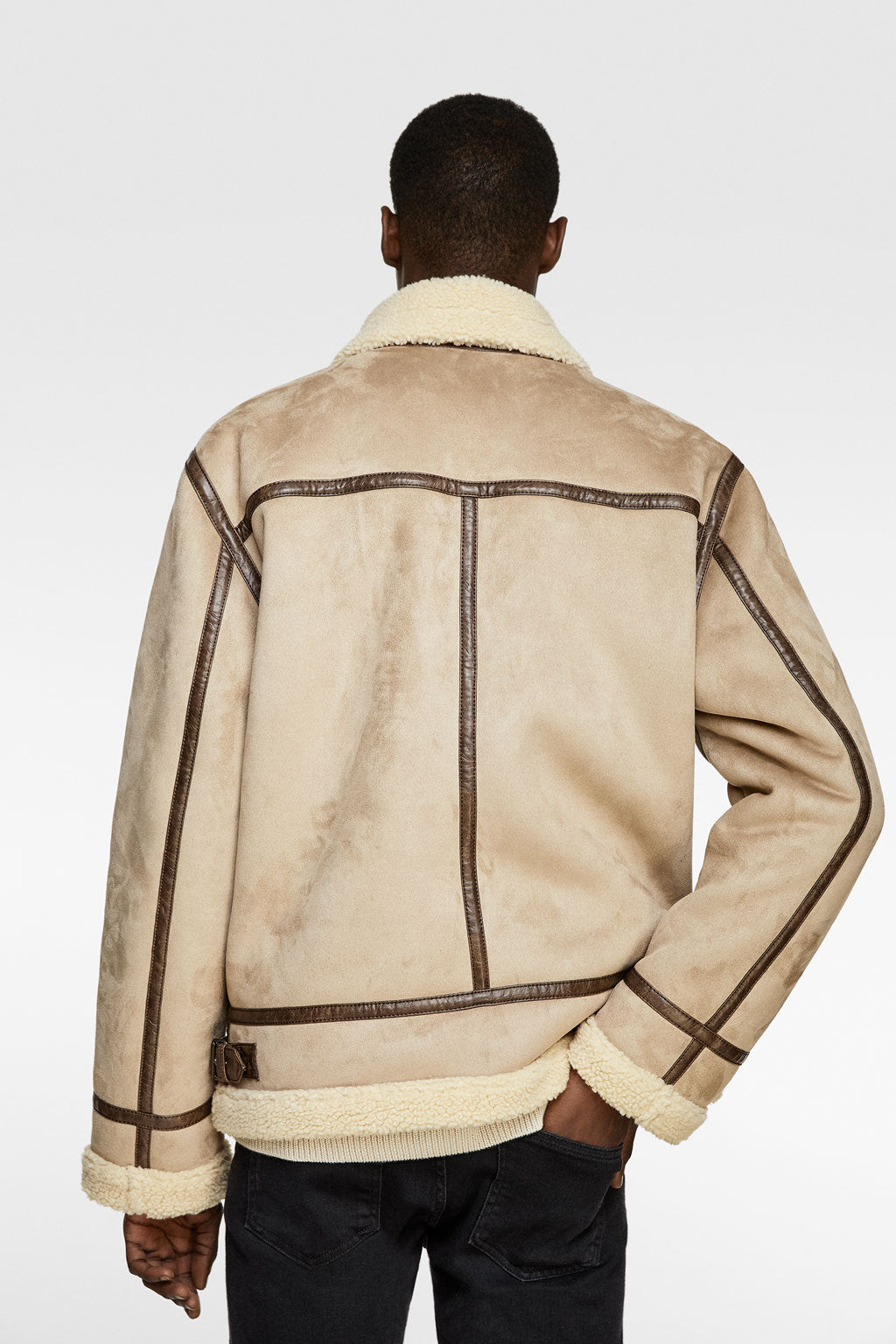 Men’s Lapel Suede Fabric Jacket Coat