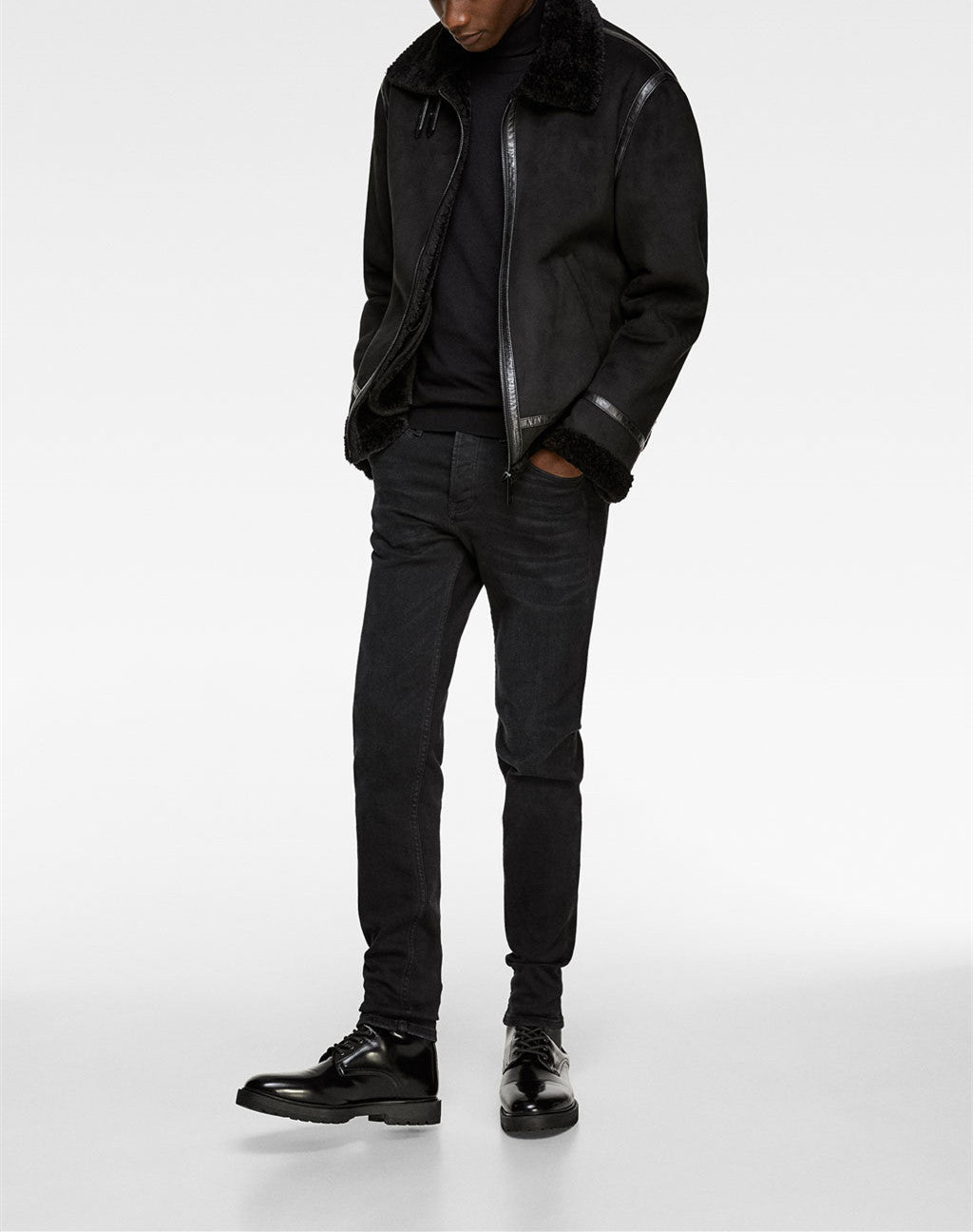 Men’s Lapel Suede Fabric Jacket Coat