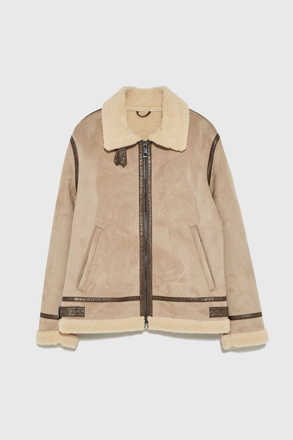 Men’s Lapel Suede Fabric Jacket Coat - Beige / S