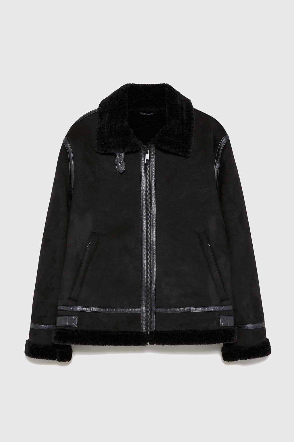 Men’s Lapel Suede Fabric Jacket Coat - Black / S