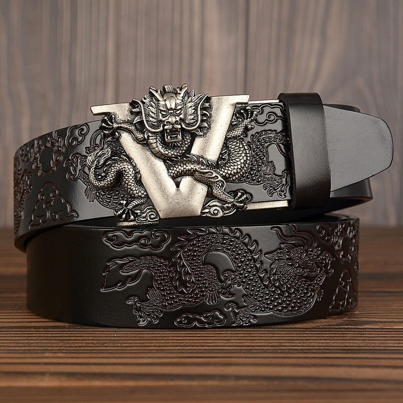 Men’s leather belt - Black Silver / 110cm