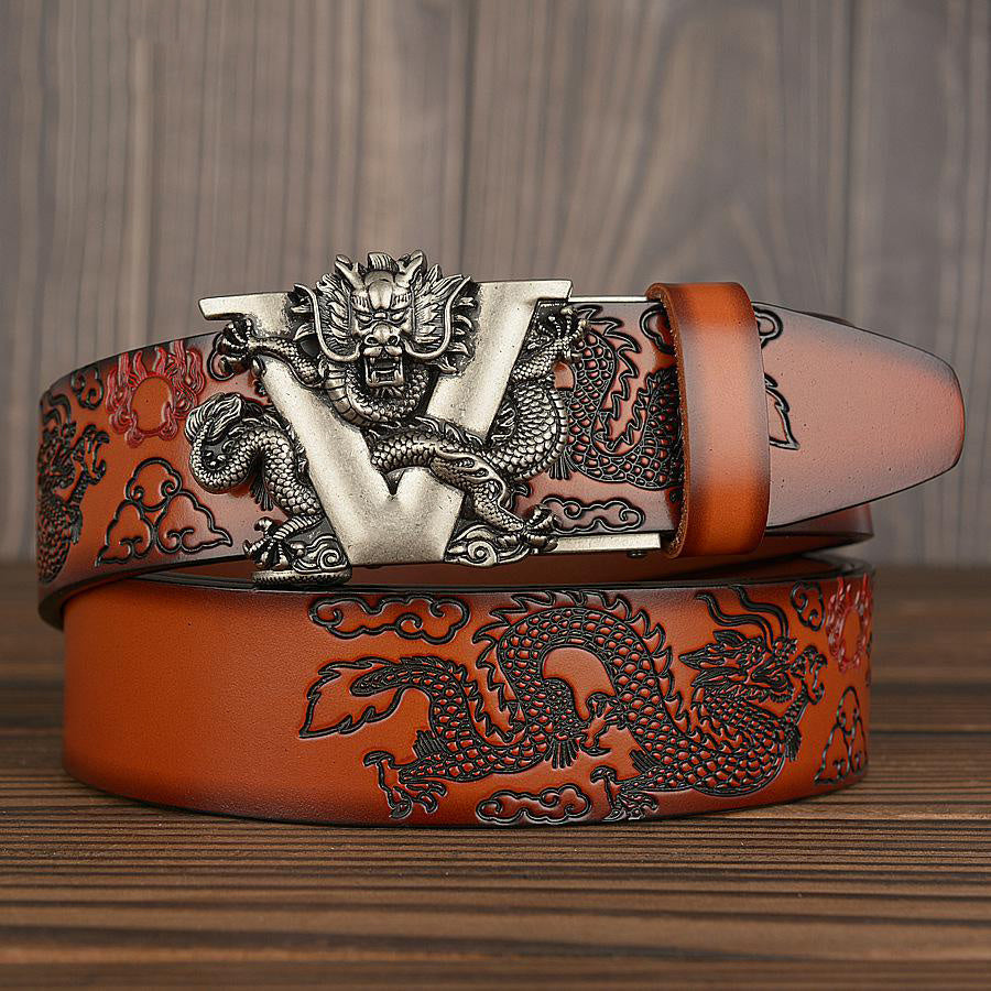 Men’s leather belt - Yellow Silver / 110cm