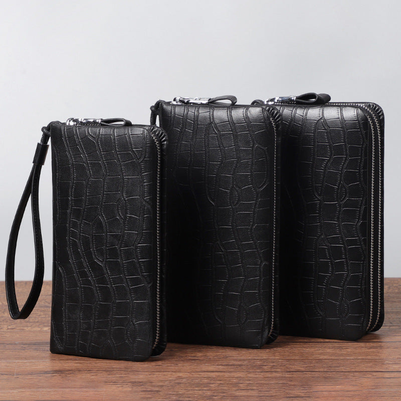 Men’s Leather Long Zipper Multiple Card Slots Wallet