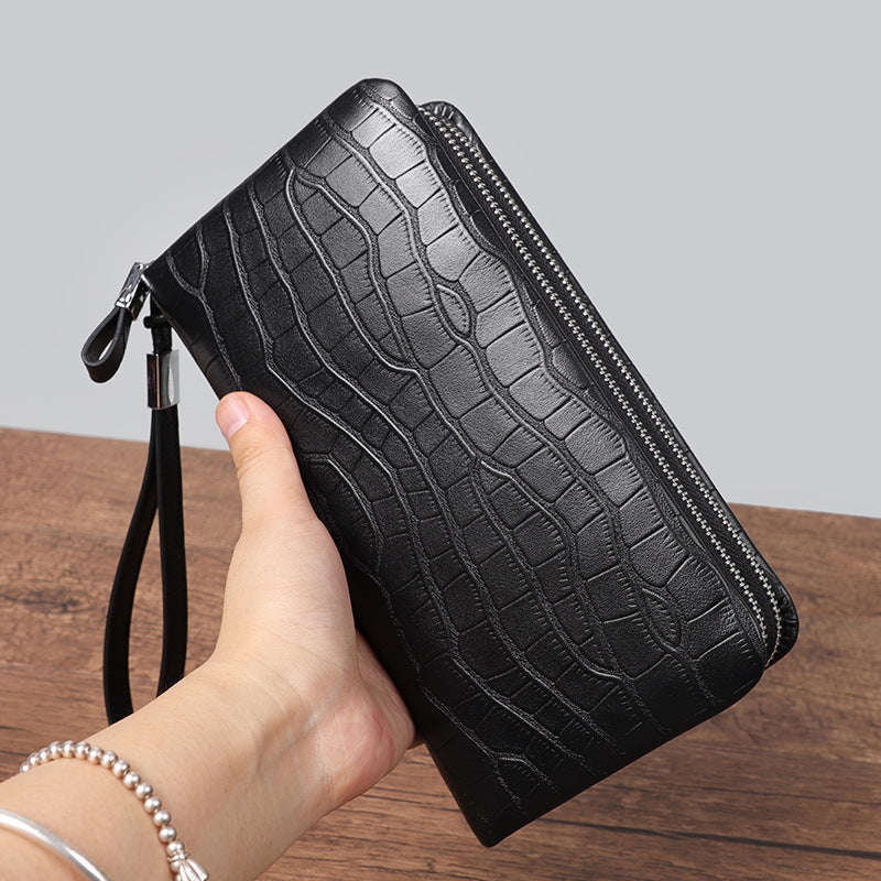 Men’s Leather Long Zipper Multiple Card Slots Wallet