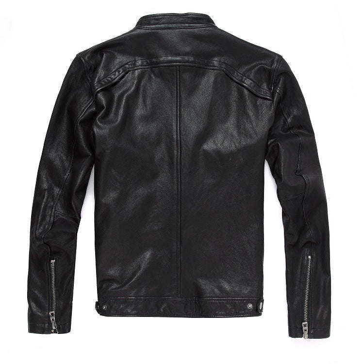 Men’s Leather Leather Slim-fit Motorcycle Goatskin Leather Jacket Cowhide