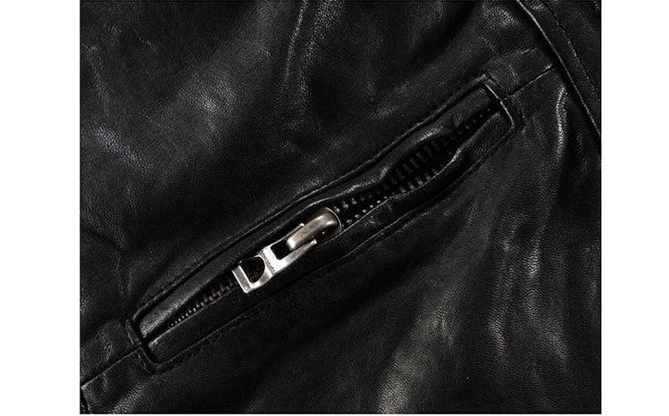 Men’s Leather Leather Slim-fit Motorcycle Goatskin Leather Jacket Cowhide