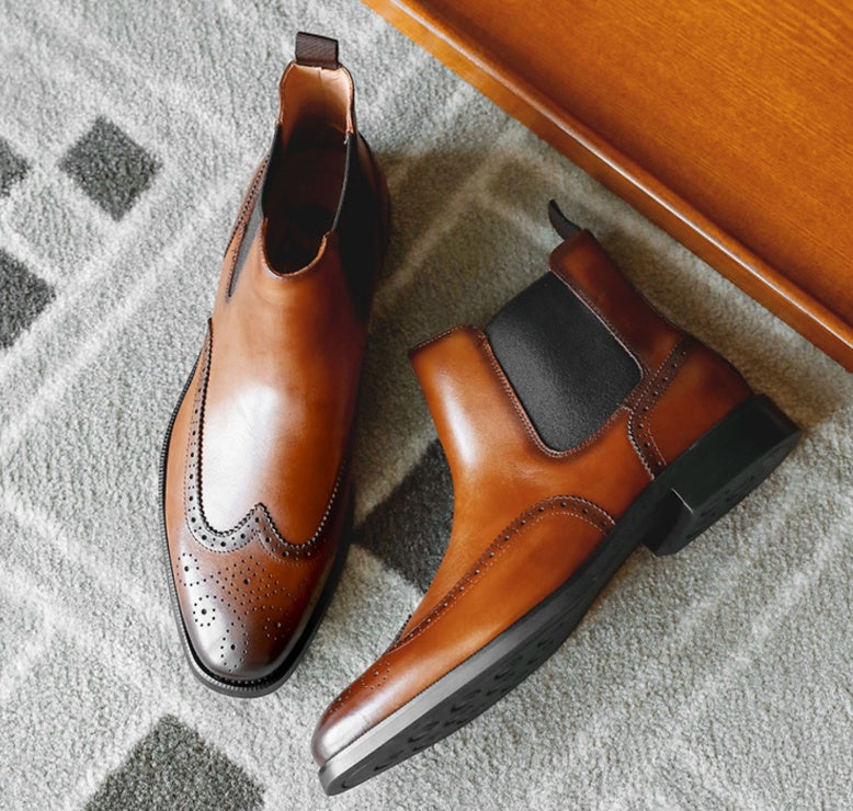 Men’s Leather Tips In Western Boots