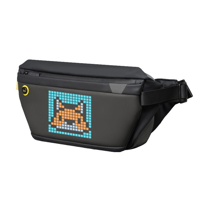 Men’s LED Screen Pixel Crossbody Shoulder Bag - Black