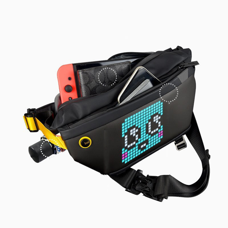 Men’s LED Screen Pixel Crossbody Shoulder Bag - Black