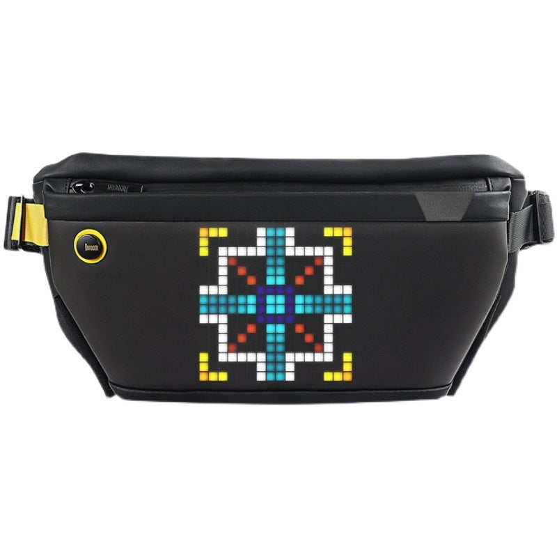 Men’s LED Screen Pixel Crossbody Shoulder Bag - Black