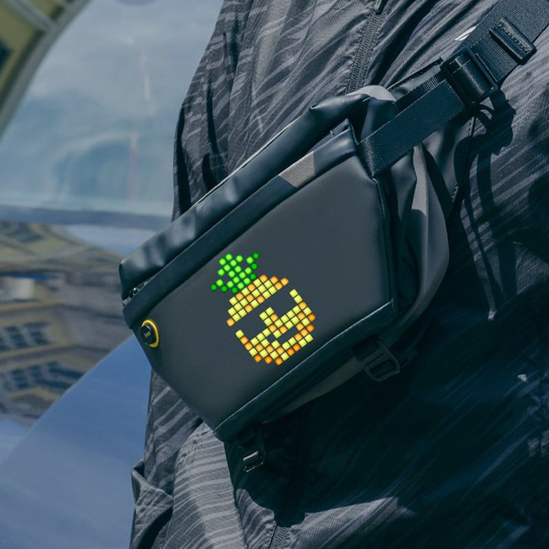 Men’s LED Screen Pixel Crossbody Shoulder Bag - Black